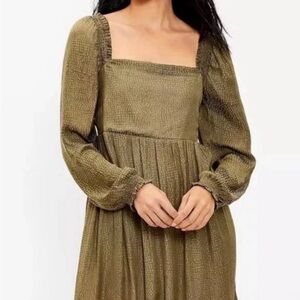 LOFT babydoll green mini dress - size large